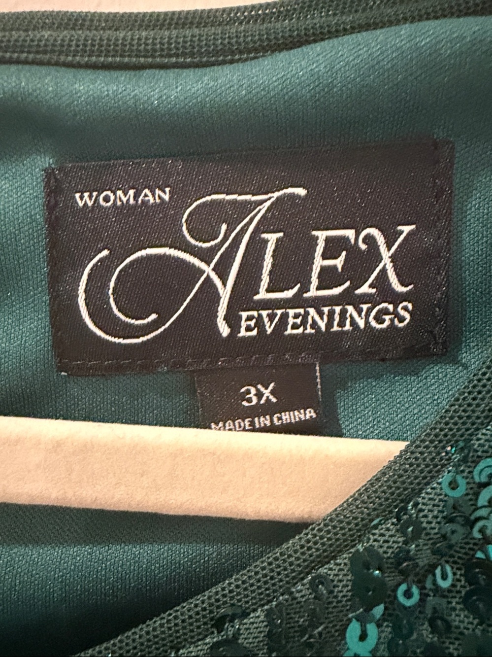 Alex Evenings Women's Plus Size Sequin Twinset Green One Piece size 3X - Picture 7 of 10